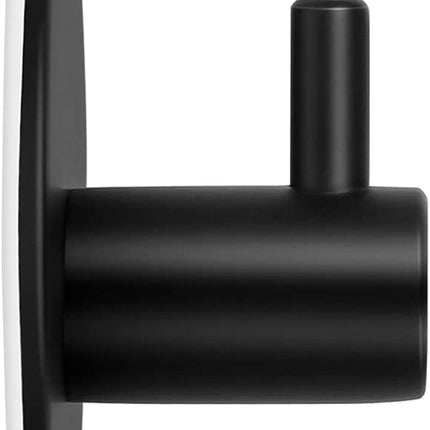 Pack of 2 Self Adhesive Towel Hooks - Black Bathrobe Hooks Wall Hooks Stainless Steel Bathroom &amp; Kitchen Towel Holder Clothes Hooks No Drilling 