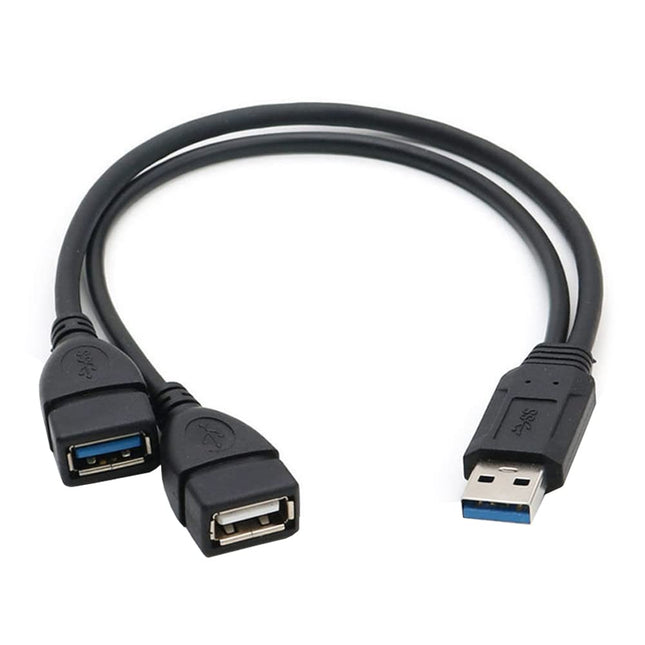 Adapter USB 3.0 to 2 x USB Female, USB Male to USB 3.0 Female and USB 2.0 Female Dual charging port/Single port for data transfer USB splitter 30 cm USB extension cable