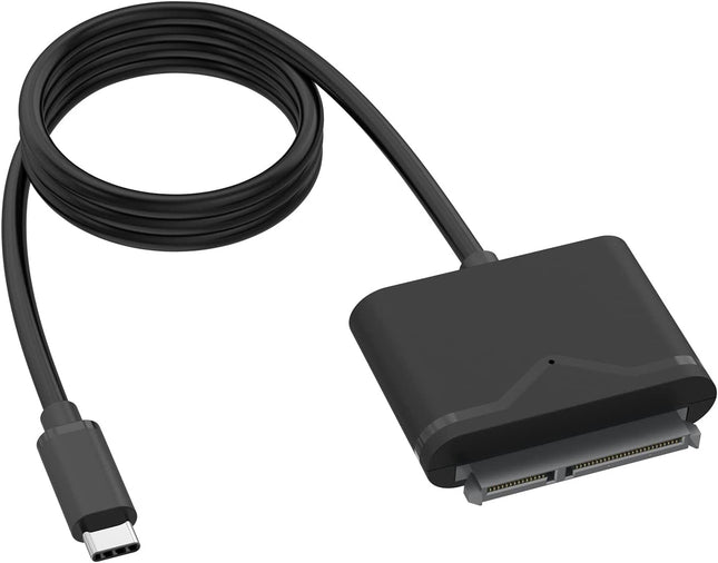 SATA-auf-USB-C-Adapterkabel, SATA-III-Kabel, externer Festplatten-Adapter-Konverter-Anschluss für 2,5-Zoll-SSD/HDD und 3,5-Zoll-HDD-Datenübertragung, unterstützt UASP, Trim und SMART, Auto-Sleep-Modus – 18 TB 