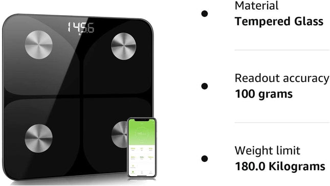 Digital Scale - Bathroom Scale - Body Composition Analyzer Monitor - High Precision Measure for BMI, Visceral Fat, Muscle, Body Age etc - Smart APP for Fitness Tracking