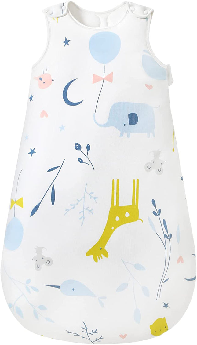 Baby winter sleeping bag, children's sleeping bag, 2.5 TOG, sleeping bag made of 100% cotton, various sizes, from birth to the age of 18 months, sleeping bag for the whole year (white, animal, (18 - 24 months) 