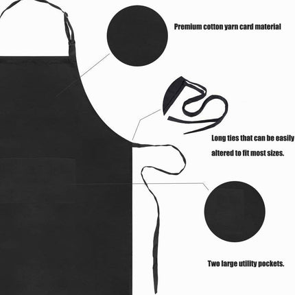 2 Pack Unisex Adjustable Cooking Apron with 2 Pockets Liquid Drop Water Resistant Cooking Kitchen Restaurant Bar Painting BBQ Apron, Multi Purpose, Black Aprons Chef Apron Unisex Aprons for Women 