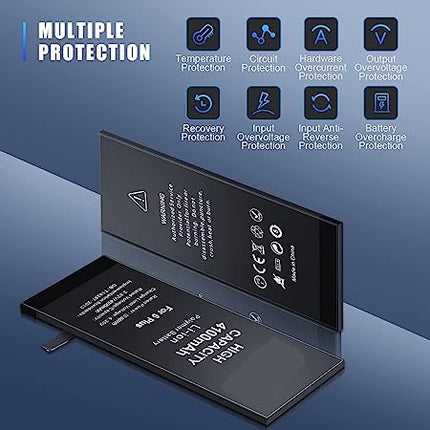 High Capacity Battery for iPhone 6 Plus, 3500 mAh + Extra 585 mAh Replacement Battery for iPhone 6 Plus Li-ion Internal Battery, Repair Kit with Instructions and Replacement Adhesive Strip Kit, Works with all Original APN, Note: Not Original Apple