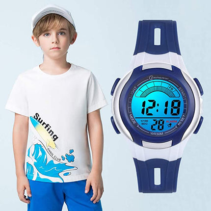 Blaue LED-Kinderuhr mit 7 Farben – wasserdicht und langlebig – perfektes Geschenk