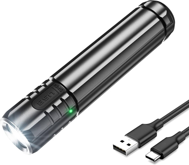 EC20 1100 Lumen Flashlight Rechargeable, 4000 mAh Battery Flashlight, IPX8 Waterproof EDC Flashlight, 160 Hours Max Running Time EDC Flashlight, 200m Max Beam Distance, Phone Charging Function... [Energy Class A++ ] 