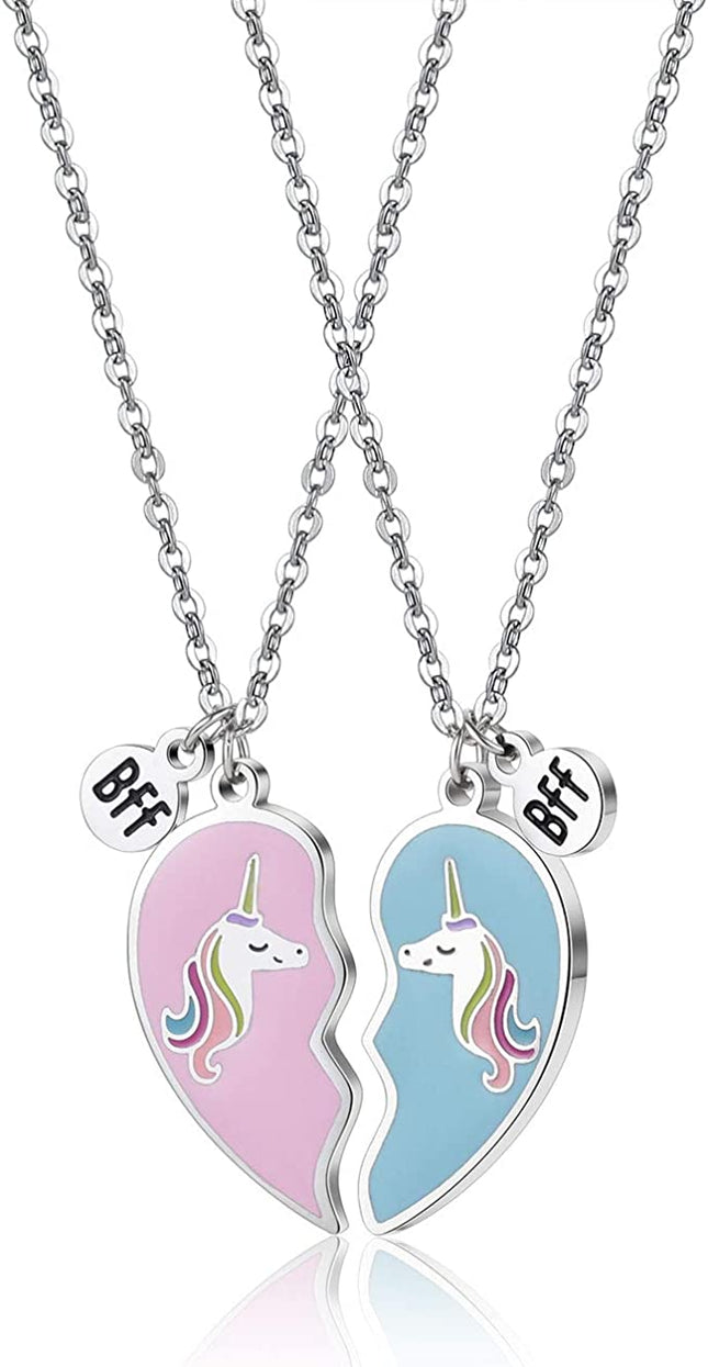 Birthday gift for best friend sister heart necklace BFF unicorn jewelry gift for friends or fun sister gift 