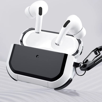 protective case with keychain Compatible for Apple Airpods Pro 2nd generation, PC &amp; TPU Protective hard case Supports wireless charging (LED visible on the front) Earbud accessories (white) 