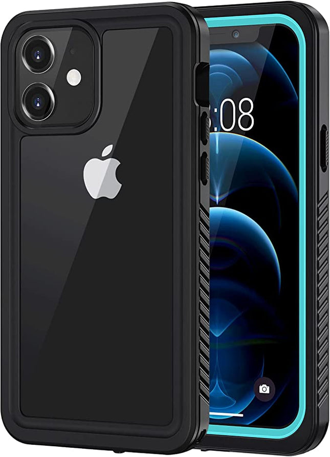 Schutzhülle für iPhone 12, wasserdicht, staubdicht, stoßfest, mit integriertem Displayschutz [nicht für iPhone 12 Pro], vollständige Unterwasser-Schutzhülle für iPhone 12 6,1 Zoll – Blau