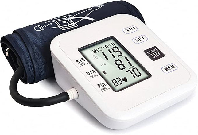 Elektronisches Blutdruckmessgerät im Oberarm-Stil. Live-Stimme mit LCD-Display
