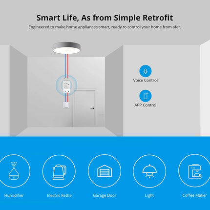 Intelligent WIFI Light Switch, 10A, New Version, Universal Module For Automation Solutions in Intelligent Home Technology, Works with Alexa, Google Home (5 Pieces）