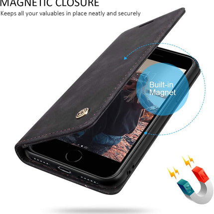 for iPhone 7/8 Case Leather Case for iPhone SE 2020 Premium PU Wallet [Magnetic] [Card Holder] [Stand Function] Protection Flip Cover for iPhone SE 2020/iPhone 7/iPhone 8 - Black