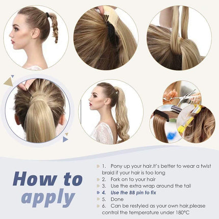 Extension Ponytail Hair Clip In Ponytail Human Hair Extensions 18" 80g Color 60 Platinum Blonde Remy Ponytail Hair Extensions Straight