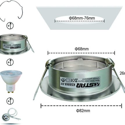 Recessed Spotlight - LED Downlight 5 X 7 W GU10 Warm White - 3000K LED Rotatable Downlight - Applicable in Living Room Bedroom Kitchen - 230V Aluminum Body - Cut-out 68mm [Energy Efficiency Class A ++] 