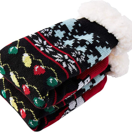 Weihnachten – Gemütliche, dicke, mit Fleece gefütterte Wollsocken – rutschfest und warm