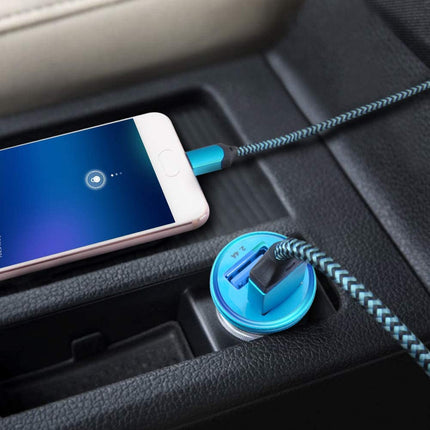 Schnelllade-Android-Autoladegerät, 3,4-A-Autoladegerät-Adapter mit 1,8 m langem Nylon-geflochtenem Micro-USB-Kabel, Schnellsynchronisierungs-Ladekabel 
