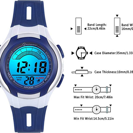 Blaue LED-Kinderuhr mit 7 Farben – wasserdicht und langlebig – perfektes Geschenk