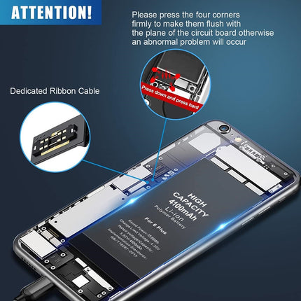 High Capacity Battery for iPhone 6 Plus, 3500 mAh + Extra 585 mAh Replacement Battery for iPhone 6 Plus Li-ion Internal Battery, Repair Kit with Instructions and Replacement Adhesive Strip Kit, Works with all Original APN, Note: Not Original Apple
