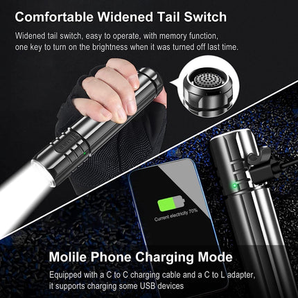 Wiederaufladbare Taschenlampe | 1100 Lumen | Telefonladefunktion | Wasserdicht | Energieklasse A++ 