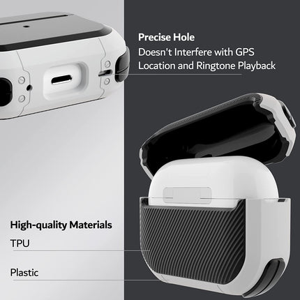 protective case with keychain Compatible for Apple Airpods Pro 2nd generation, PC &amp; TPU Protective hard case Supports wireless charging (LED visible on the front) Earbud accessories (white) 