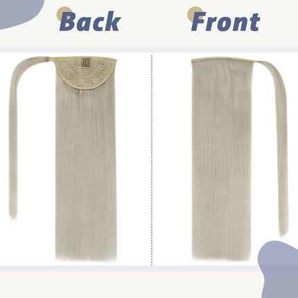 Extension Ponytail Hair Clip In Ponytail Human Hair Extensions 18" 80g Color 60 Platinum Blonde Remy Ponytail Hair Extensions Straight
