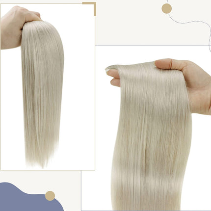 Extension Ponytail Hair Clip In Ponytail Human Hair Extensions 18" 80g Color 60 Platinum Blonde Remy Ponytail Hair Extensions Straight