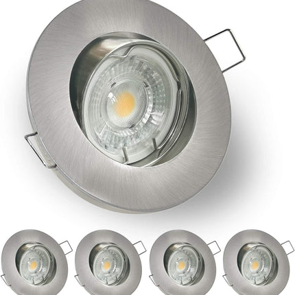 Recessed Spotlight - LED Downlight 5 X 7 W GU10 Warm White - 3000K LED Rotatable Downlight - Applicable in Living Room Bedroom Kitchen - 230V Aluminum Body - Cut-out 68mm [Energy Efficiency Class A ++] 