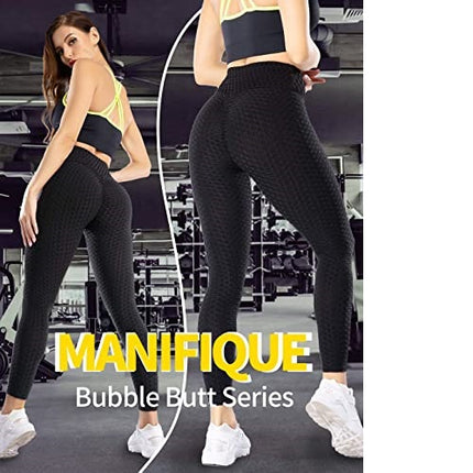 MANIFIQUE Workout Leggings Women Booty Yoga Pants High Waist Scrunch Butt Lifting Large 