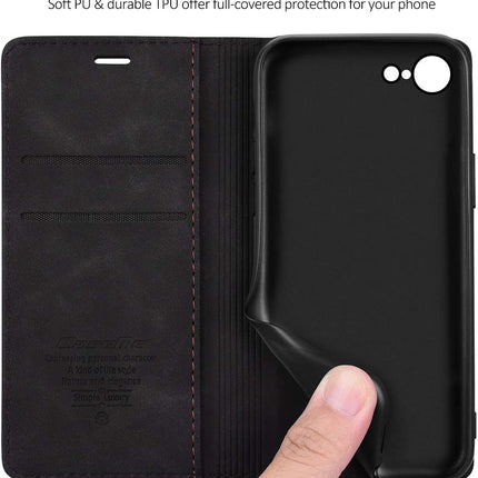 for iPhone 7/8 Case Leather Case for iPhone SE 2020 Premium PU Wallet [Magnetic] [Card Holder] [Stand Function] Protection Flip Cover for iPhone SE 2020/iPhone 7/iPhone 8 - Black