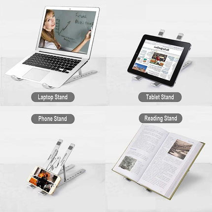 Laptop Stand - Foldable Aluminum Notebook Stand with Storage Bag - Compact and Handy - Height Adjustable Laptop Stand - Light in Weight - for MacBook Pro/Air, HP, Sony, Dell, all 10-15.6 inch laptops Tablet 