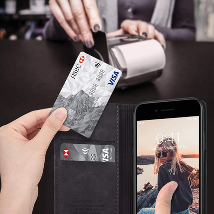 for iPhone 7/8 Case Leather Case for iPhone SE 2020 Premium PU Wallet [Magnetic] [Card Holder] [Stand Function] Protection Flip Cover for iPhone SE 2020/iPhone 7/iPhone 8 - Black