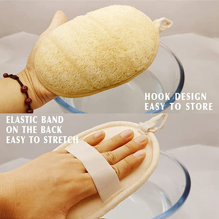 Natürlicher Peeling-Luffa-Schwamm (4 Packungen), hergestellt aus umweltfreundlichem und biologisch abbaubarem Duschschwamm, Luffa für Frauen und Männer, braun