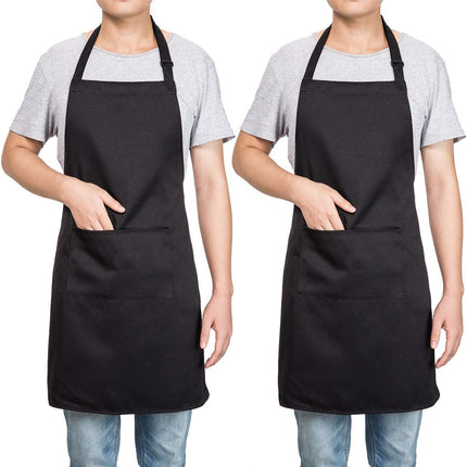 2 Pack Unisex Adjustable Cooking Apron with 2 Pockets Liquid Drop Water Resistant Cooking Kitchen Restaurant Bar Painting BBQ Apron, Multi Purpose, Black Aprons Chef Apron Unisex Aprons for Women 