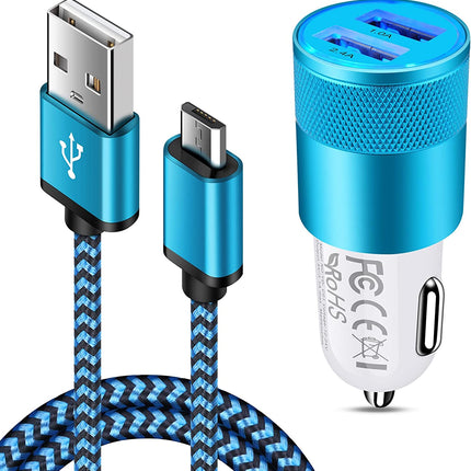 Schnelllade-Android-Autoladegerät, 3,4-A-Autoladegerät-Adapter mit 1,8 m langem Nylon-geflochtenem Micro-USB-Kabel, Schnellsynchronisierungs-Ladekabel 