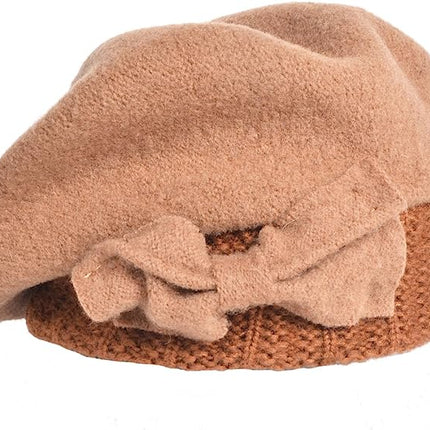 ladies berets 100% wool beret hat dress, beanie - khaki