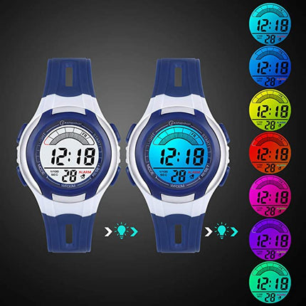 Blaue LED-Kinderuhr mit 7 Farben – wasserdicht und langlebig – perfektes Geschenk