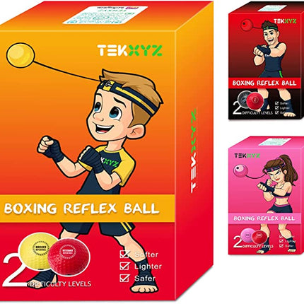 Boxing reflex ball, 2 levels of difficulty Punching ball with headband, softer than tennis ball, perfect for reaction, agility, punching speed, fighting skills and hand-eye coordination training