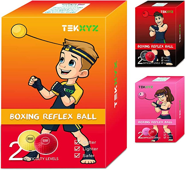 Boxing reflex ball, 2 levels of difficulty Punching ball with headband, softer than tennis ball, perfect for reaction, agility, punching speed, fighting skills and hand-eye coordination training