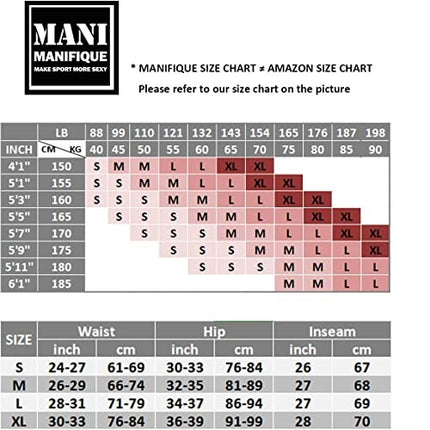 MANIFIQUE Workout Leggings Women Booty Yoga Pants High Waist Scrunch Butt Lifting Large 