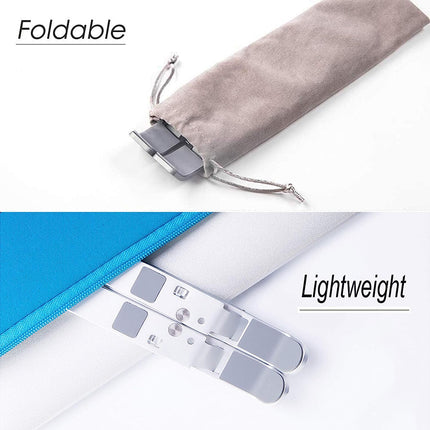 Laptop Stand - Foldable Aluminum Notebook Stand with Storage Bag - Compact and Handy - Height Adjustable Laptop Stand - Light in Weight - for MacBook Pro/Air, HP, Sony, Dell, all 10-15.6 inch laptops Tablet 