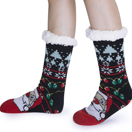 Weihnachten – Gemütliche, dicke, mit Fleece gefütterte Wollsocken – rutschfest und warm