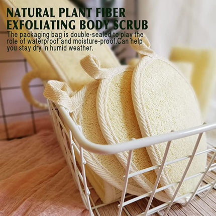 Natürlicher Peeling-Luffa-Schwamm (4 Packungen), hergestellt aus umweltfreundlichem und biologisch abbaubarem Duschschwamm, Luffa für Frauen und Männer, braun