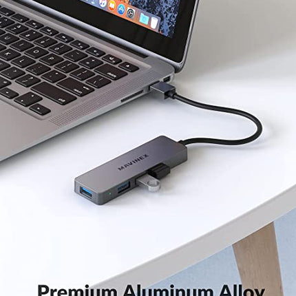 Aluminium 4-poorts ultradunne SuperSpeed 5Gbps USB 3.0-adapter Compatibel met pc MacBook Surface Pro XPS flashdrive mobiele harde schijf