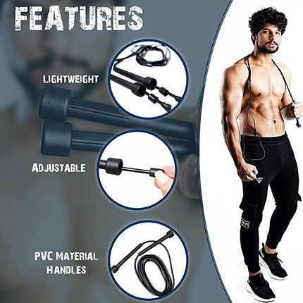 2x Muza Skipping Rope Adult for Home Exercise &amp; Body Fitness Men, Women and Children | fast skipping rope with non-slip handle | Adjustable skipping rope for Fitness, Fat Burning, Boxing, Crossfit and MMA (2 pieces)
