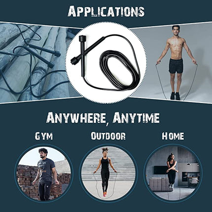 2x Muza Skipping Rope Adult for Home Exercise &amp; Body Fitness Men, Women and Children | fast skipping rope with non-slip handle | Adjustable skipping rope for Fitness, Fat Burning, Boxing, Crossfit and MMA (2 pieces)