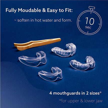 Teeth Grinding Mouth Guard - 4 x Teeth Guards - 2 Lower and 2 Upper Guards - Recommended by Dentists