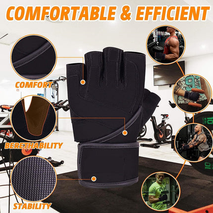 Fitness gloves - Training gloves with wrist support and palm protection - non-slip - ideal for weightlifting, crossfit, bodybuilding - Sports gloves for men and women - Size XXL