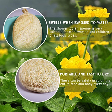 Natürlicher Peeling-Luffa-Schwamm (4 Packungen), hergestellt aus umweltfreundlichem und biologisch abbaubarem Duschschwamm, Luffa für Frauen und Männer, braun