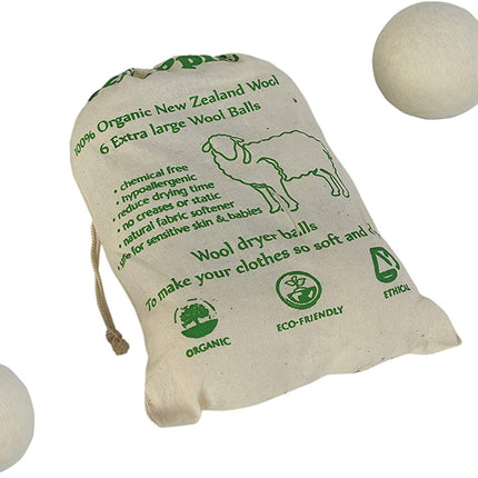 Wolltrocknerbälle, aus Nepal, natürlicher handgefertigter Weichspüler, der Falten reduziert, wiederverwendbare Packung mit 6 Stück [X-Large] 