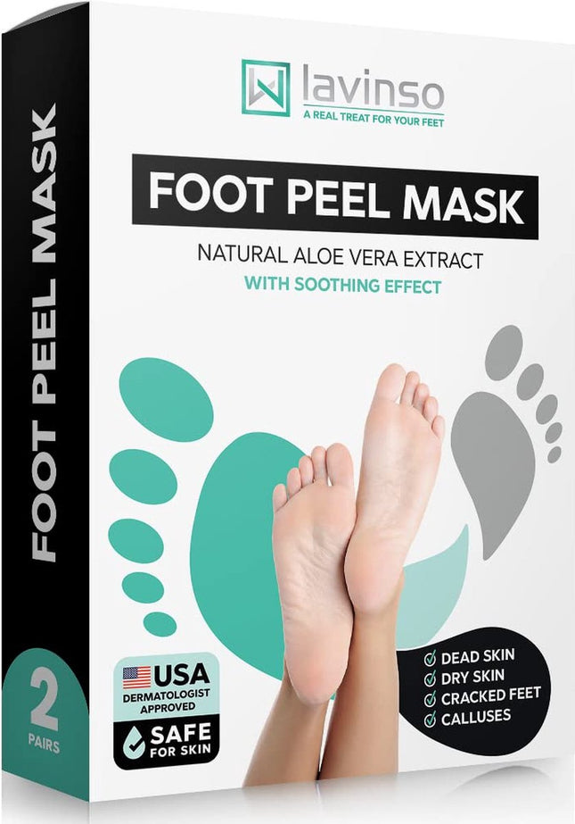 2 Pairs of Foot Masks - Exfoliating Foot Mask for Dry, Cracked Feet - Professional Foot Mask - Removes Dead Skin and Calluses - Smoothes Your Feet - Natural Treatment Exfoliating Foot Mask - Restores Rough Heels