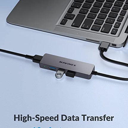 Aluminium 4-poorts ultradunne SuperSpeed 5Gbps USB 3.0-adapter Compatibel met pc MacBook Surface Pro XPS flashdrive mobiele harde schijf